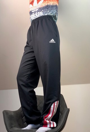 ADIDAS BLACK WINDBREAKER SPORT PANTS 80S VINTAGE RETRO