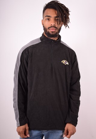NFL MENS VINTAGE BALTIMORE RAVENS FLEECE JUMPER XL BLACK 90S