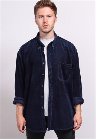 VINTAGE CORDUROY CORD SHIRT BLUE