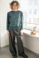 Vintage 80's Patterned Blouse In Blue/Black