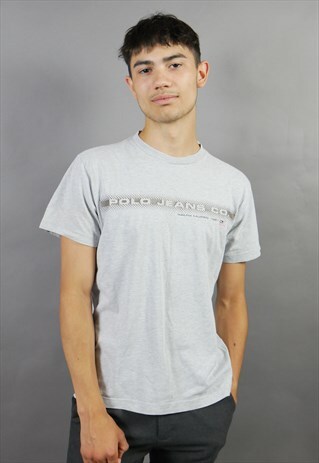 GREY RALPH LAUREN POLO JEANS SPELL OUT T-SHIRT