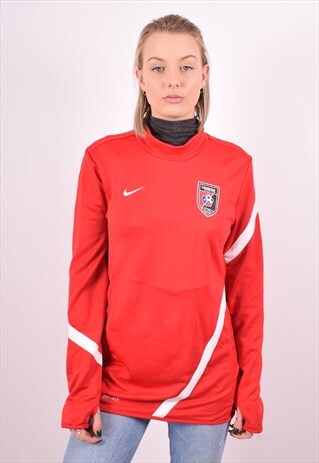 NIKE WOMENS VEST TOP LONG SLEEVE SMALL RED 90S
