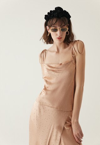 SATEEN BLOUSE WITH TIE STRAPS