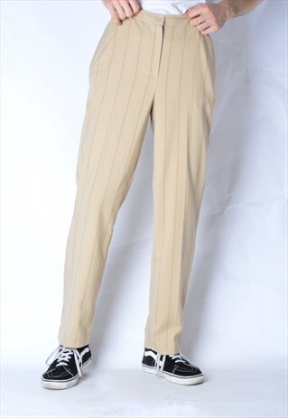 VINTAGE 90S UNISEX BEIGE STRIPED PANTS