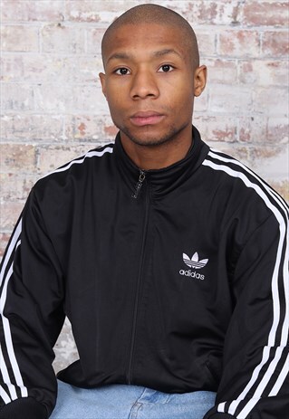 VINTAGE ADIDAS LOGO THREE STRIPE TRACK JACKET BLACK