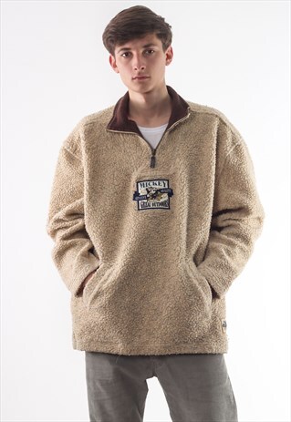 VINTAGE DISNEY MICKEY MOUSE PULLOVER JACKET 90S BEIGE