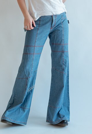 VINTAGE 90S FLARE RAVE LOW WAIST TROUSERS