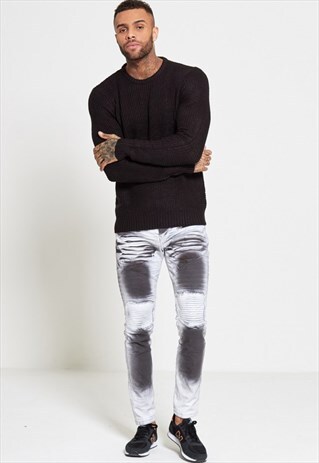 MENS SLIM FIT LIGHT WASH DENIM JEANS