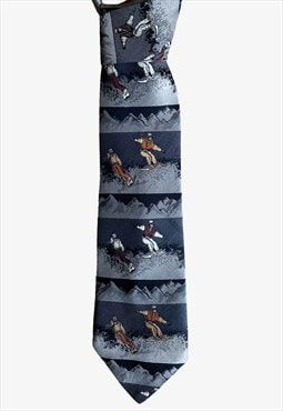 Vintage 80s Snowboarding Print Polyester Tie