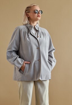 Vintage 60s Button Up Bell Jacket with Pockets in Grey M