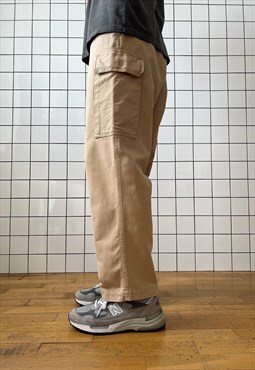 Vintage Military Cargo Pants Work Trousers 90s Beige
