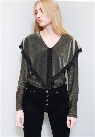VINTAGE 1970'S GOLD LUREX TASSELED TOP