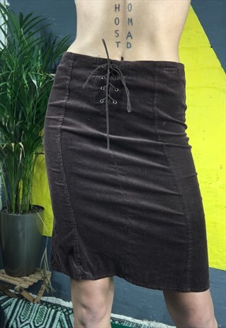 BROWN FAUXSUEDE SKIRT