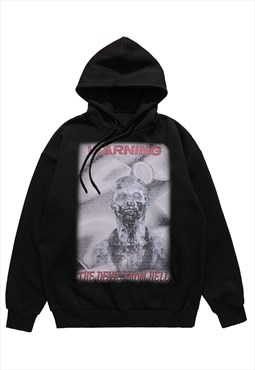 Zombie hoodie monster pullover Gothic top warning jumper