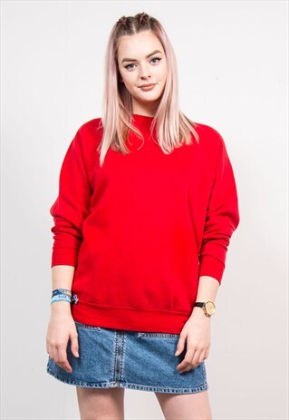 VINTAGE 90'S BASIC RED SWEATSHIRT JUMPER