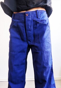  vintage high waisted blue workwear Trousers