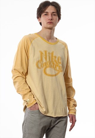VINTAGE NIKE TEE 90S YELLOW LONG SLEEVE
