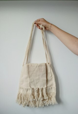BOHO SUMMER FESTIVAL HOLIDAYS CROCHET BEIGE COTTON BAG