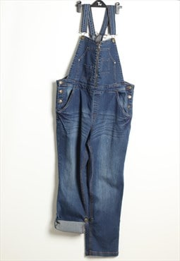 Sheego Denim Vintage Rolled Up Dungarees Navy Blue