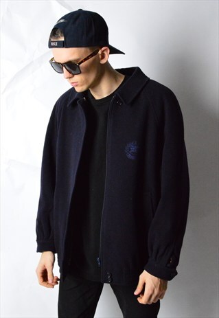 VINTAGE 80S NAVY BLUE WOOL BURBERRYS JACKET