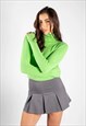 JUSTYOUROUTFIT LIME GREEN RIBBED CROPPED TURTLENECK JUMPER 