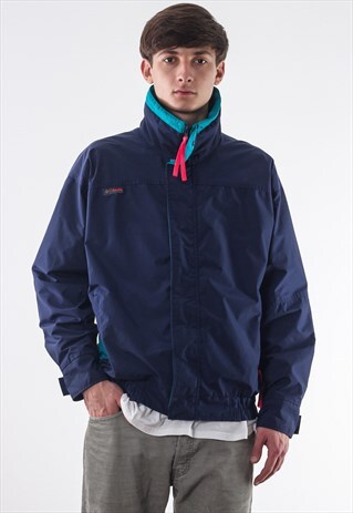 VINTAGE COLUMBIA SHELL WINDBREAKER 90S NAVY BLUE