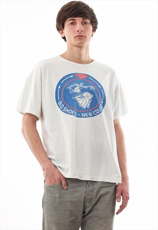 VINTAGE NIKE BASKETBALL GRAPHIC TEE 80S WHITE