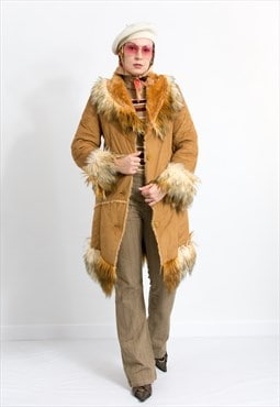 Vintage Penny Lane coat warm winter jacket with faux fur