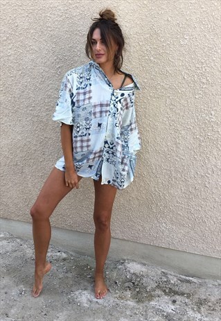 PATTERNED OVERSIZED RETRO VINTAGE UNISEX FESTIVAL SHIRT