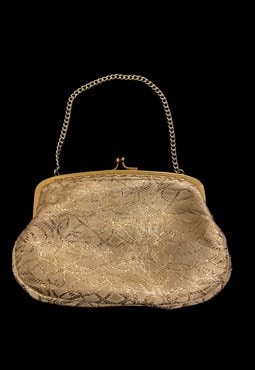 60's Vintage Ladies Evening Bag Gold Lurex Gold Chain