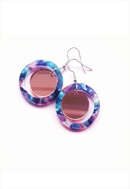 Festival Purple & Pink Mirror Circle Earrings