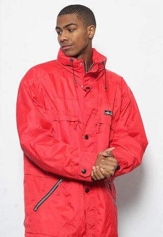 VINTAGE ELLESSE BIG QUILTED LOGO JACKET RED