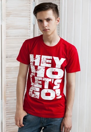 PUNK ROCK T SHIRT - HEY HO LET'S GO - MUSIC BAND RETRO RAD