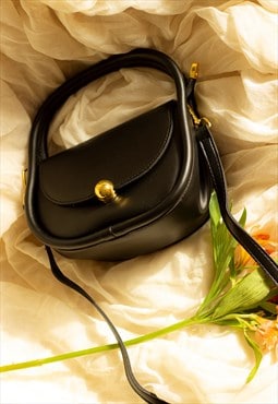 Black Top Handle Rounded Bag