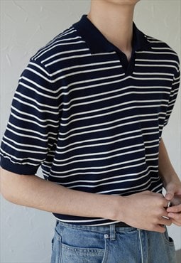 Men's striped polo shirt S VOL.3