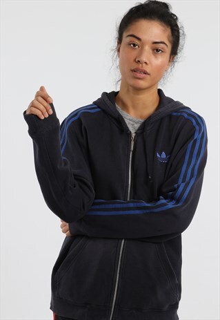 90S ADIDAS EMBROIDERED LOGO ZIPPED HOODIE