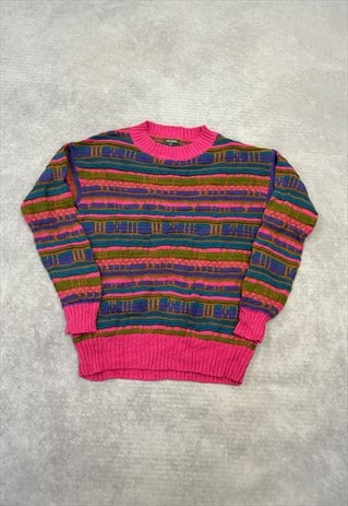 ABSTRACT KNITTED JUMPER BRIGHT PATTERNED KNIT SWEATER