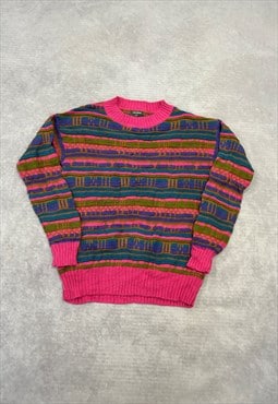 Abstract Knitted Jumper Bright Patterned Knit Sweater