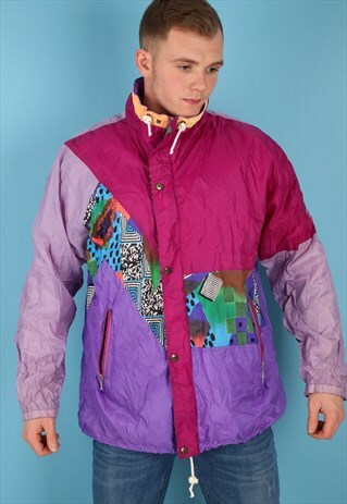 VINTAGE WINDBREAKER JACKET IN MULTICOLOUR NJ517B