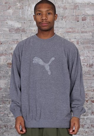 VINTAGE PUMA BIG LOGO SPELL OUT SWEATSHIRT GREY