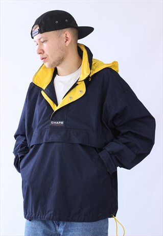 VINTAGE MENS RL X CHAPS WINDBREAKER HALF ZIP ANORAK JACKET
