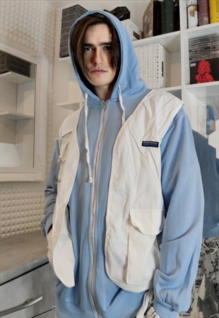 2 IN 1 DROP SHOULDER PREMIUM HOODIE UTILITY CARGO VEST SET