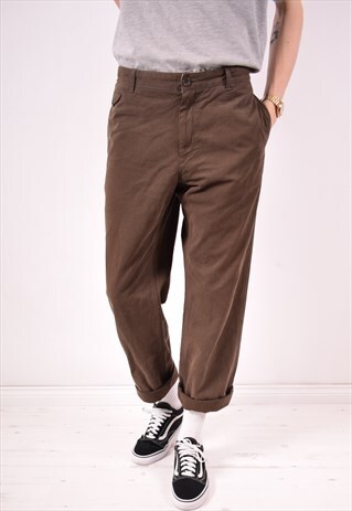 LACOSTE MENS VINTAGE TROUSERS W36 L30 BROWN 90S