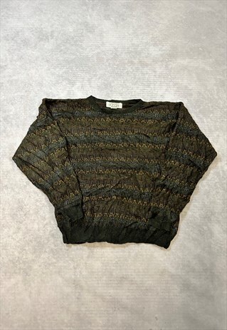 VINTAGE ABSTRACT KNITTED JUMPER PATTERNED GRANDAD SWEATER