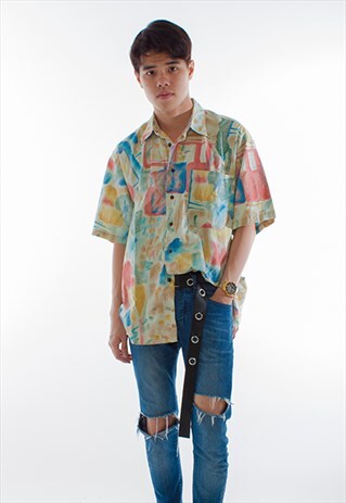 VINTAGE ABSTRACT PASTEL PRINT FESTIVAL SHIRT
