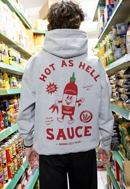 Hot As Hell Sauce Unisex Graphic Hoodie In Grey