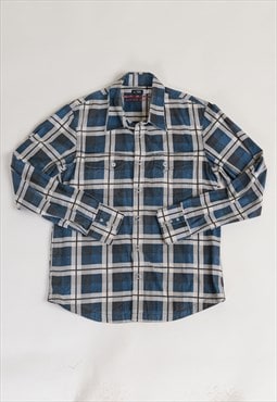 Vintage Armani Jeans Blue Checkered Cotton Men Shirt M