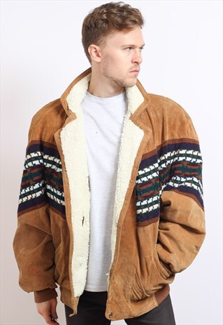 VINTAGE AZTEC NAVAJO FLEECE LINED JACKET