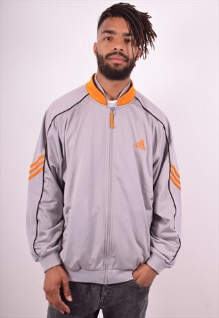 ADIDAS MENS VINTAGE TRACKSUIT TOP JACKET XL GREY 90S