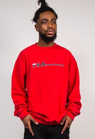 VINTAGE 90'S RED FILA SWEATSHIRT SWEATER